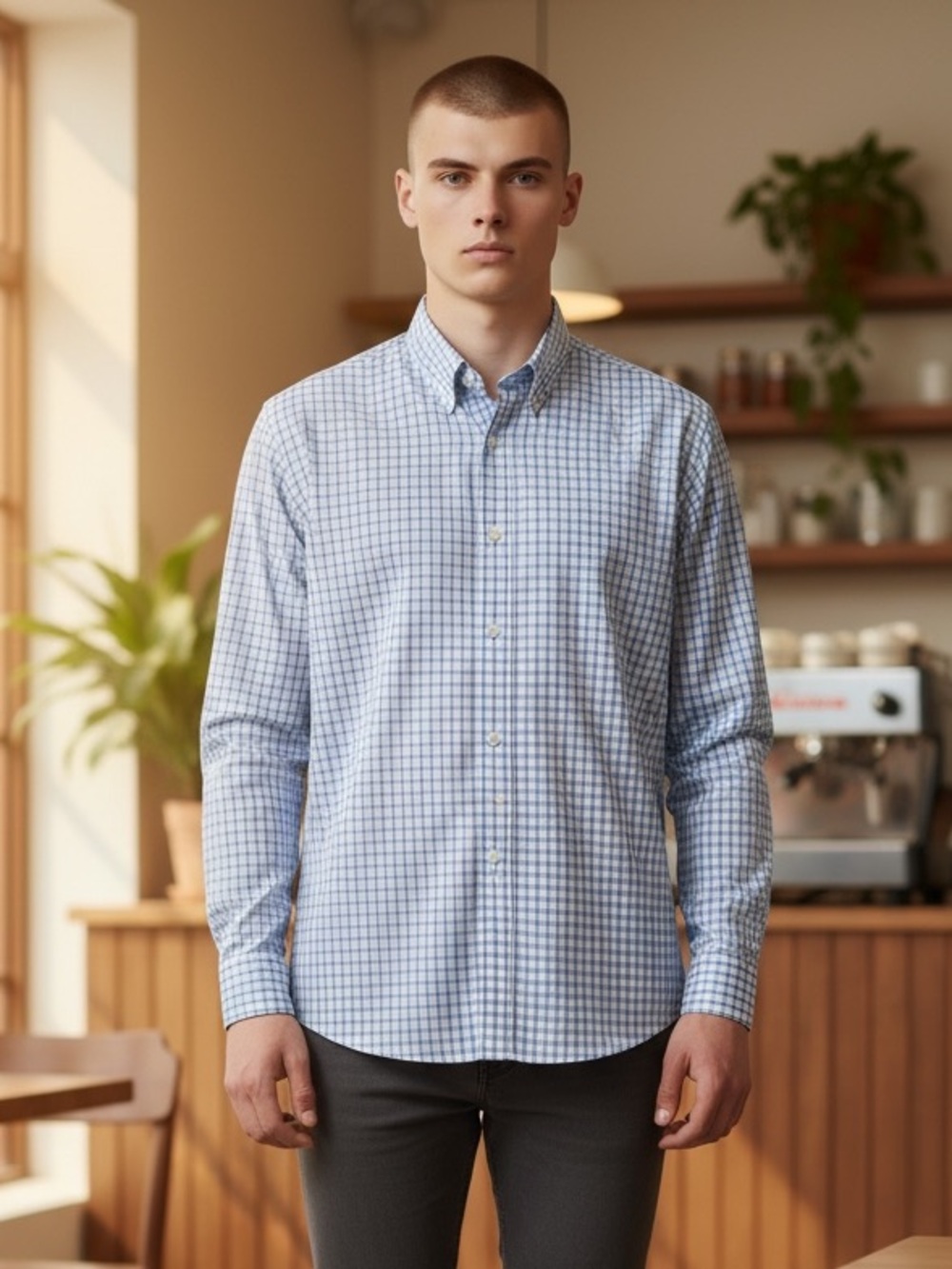 Banana Republic Men's Blue Plaid Button-up Shirt